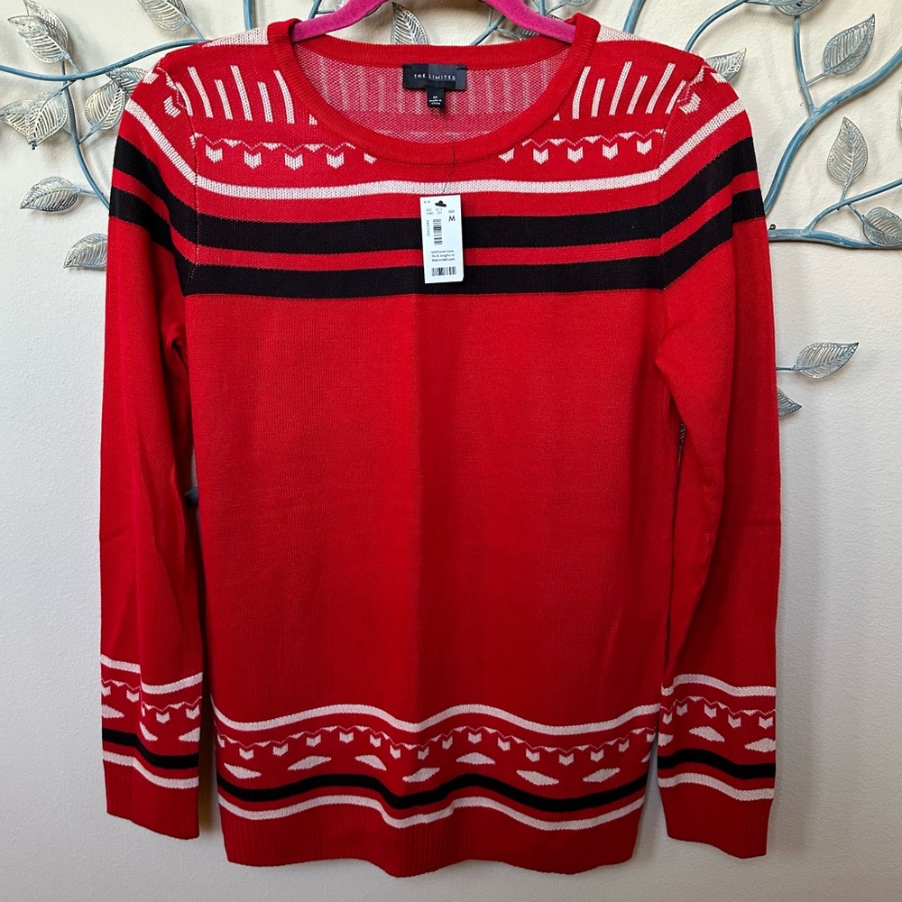 The Limited Sweater Red Black Sz M NWT